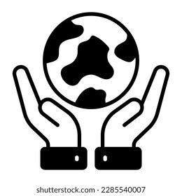 globe on human hands depicting concept of save the world, world earth day icon