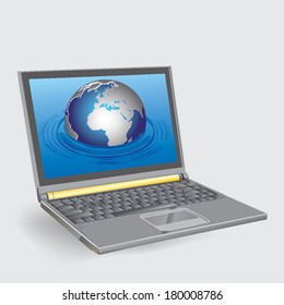 Globe on the laptop screen