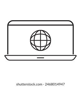 globe on the laptop, vector icon