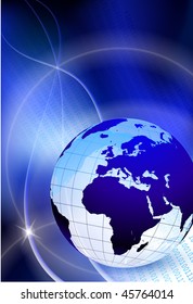 Globe on Light Streak Background Original Vector Illustración