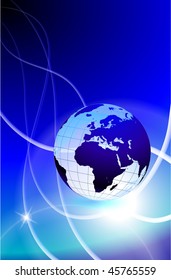 Globe on Light Streak Background Original Vector Illustración