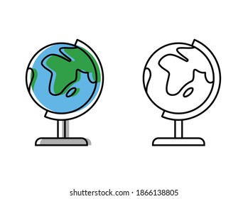globe on mandrel. attributes of a good trip. vector icons in flat style