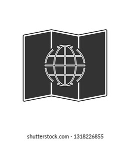 globe on the map icon. Element of navigation for mobile concept and web apps icon. Glyph, flat icon for website design and development, app development