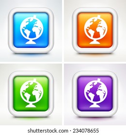 Globe on Multi Color Square Buttons