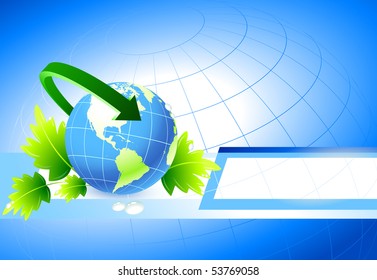 Globe on Nature Background Original Illustration