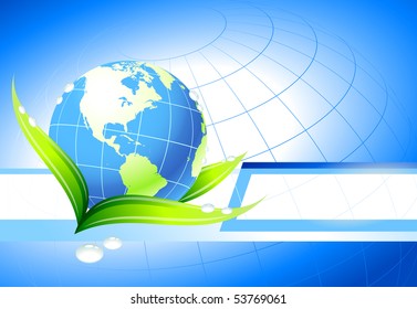 Globe on Nature Background Original Illustration