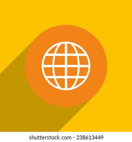 Globe on an orange background with shadow, vector, EPS 10