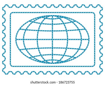 Globe on the postage stamp