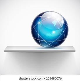 globe on a shelf - global connections concept - vector