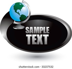 globe on silver swoosh icon