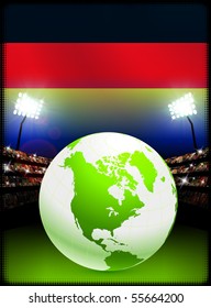 Globe on Stadium Background with Germany Flag Original Illustration