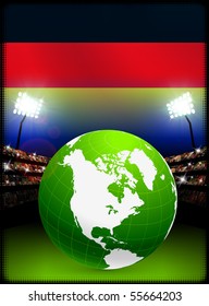 Globe on Stadium Background with Germany Flag Original Illustration