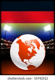 Globe on Stadium Background with Germany Flag Original Illustration