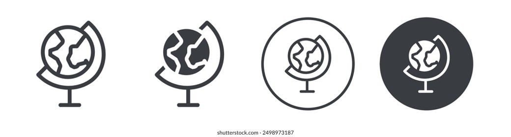 Globe on a stand icon Flat logo set collection