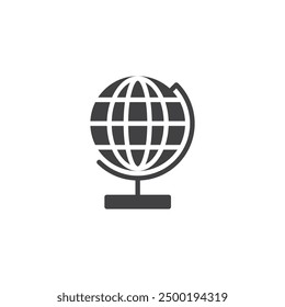 Globo en un ícono de Vector de soporte. cartel plano lleno para concepto móvil y Diseño web. Icono de glifo de cuadrícula de globo. Símbolo de la geografía, ilustración del logotipo. Gráficos de Vector