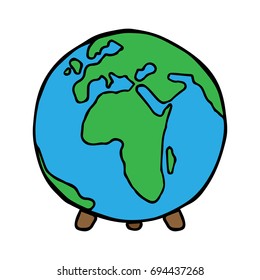 Globe. The globe on the stand. Vector illustration.