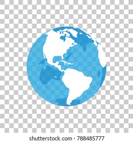 The globe on a transparent background. The continent of America.