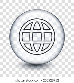Globe on on Transparent Round Buttons