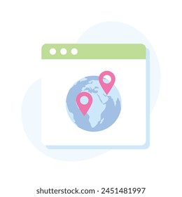 Globe on website with pin of gps a beautiful vector
