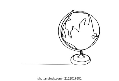 globe on white background, line drawing style, vector design