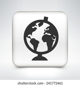 Globe on White Square Button