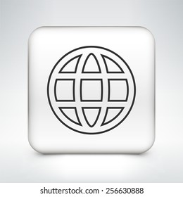 Globe on on White Square Buttons