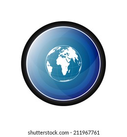 Globe, online glossy vector icon, button