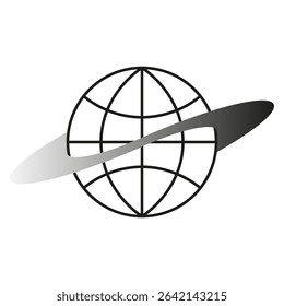 Globe orbit icon. Planet line vector. Curved global symbol. Simple black structure.