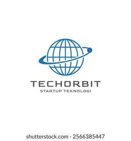 globe with orbit technology logo template