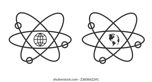 Globe with orbits icon. Sphere vector ilustration.