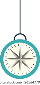 Un adorno de globo colgando, simbolizando la geografía, el aprendizaje global, los viajes, la educación, la exploración y la conciencia ambiental en un estilo plano simple.