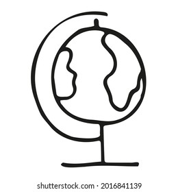 Globe outline doodle vector illustration. Earth isolated on white background