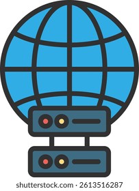 Globe Outline Filled Style Icon