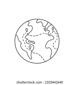 Globe outline icon. Earth World symbol simple linear sketch vector illustration.