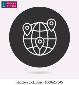 Globe - outline icon. Editable stroke. Vector illustration