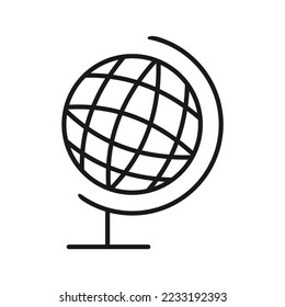 Globe outline icon, educational props vector illustration in trendy design style, isolated on white background. Perfect editable graphic resources for many purposes.