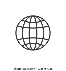 Globe outline icon. linear style sign for mobile concept and web design. Earth simple line vector icon. Symbol, logo illustration. Pixel perfect vector graphics