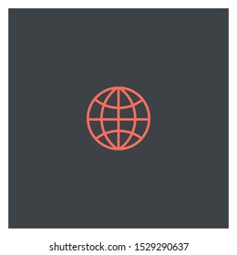 Globe - outline icon on black background. Editable stroke. Vector illustration