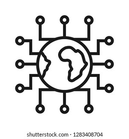 Globe - outline icon on white background. Editable stroke. Vector illustration