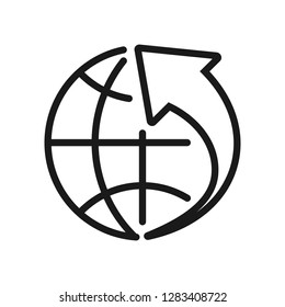 Globe - outline icon on white background. Editable stroke. Vector illustration