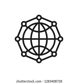 Globe - outline icon on white background. Editable stroke. Vector illustration