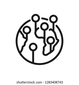 Globe - outline icon on white background. Editable stroke. Vector illustration