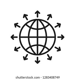 Globe - outline icon on white background. Editable stroke. Vector illustration