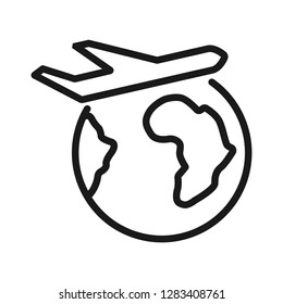 Globe - outline icon on white background. Editable stroke. Vector illustration