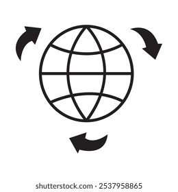 Globe outline icon on white background