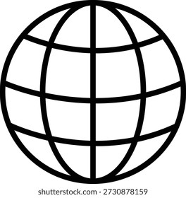 Globe outline icon on white background Keywords: globe, world, earth, planet, sphere, map