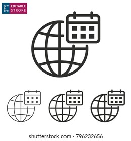 Globe - outline icon on white background. Editable stroke. Vector illustration