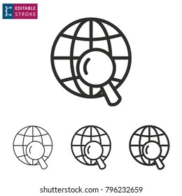 Globe - outline icon on white background. Editable stroke. Vector illustration