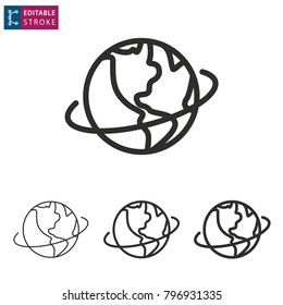 Globe - outline icon on white background. Editable stroke. Vector illustration