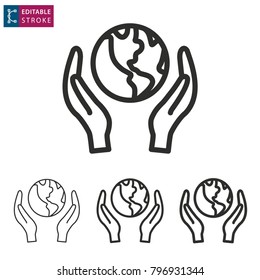 Globe - outline icon on white background. Editable stroke. Vector illustration